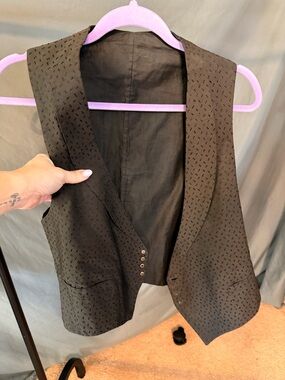 Black Patterned Dress Vest